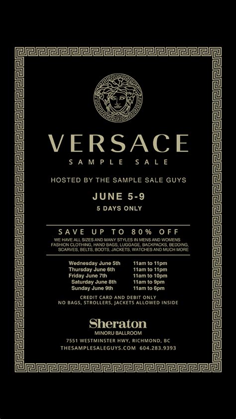 versace sample sale|versace sample sale 2024 locations.